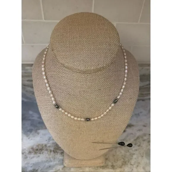 Freshwater Pearls with Hematite Beads #16 inches long #pearls - Picture 1 of 4